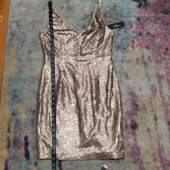 Lulu's Gold Sequin Mini Dress Size M - Picture 11 of 13